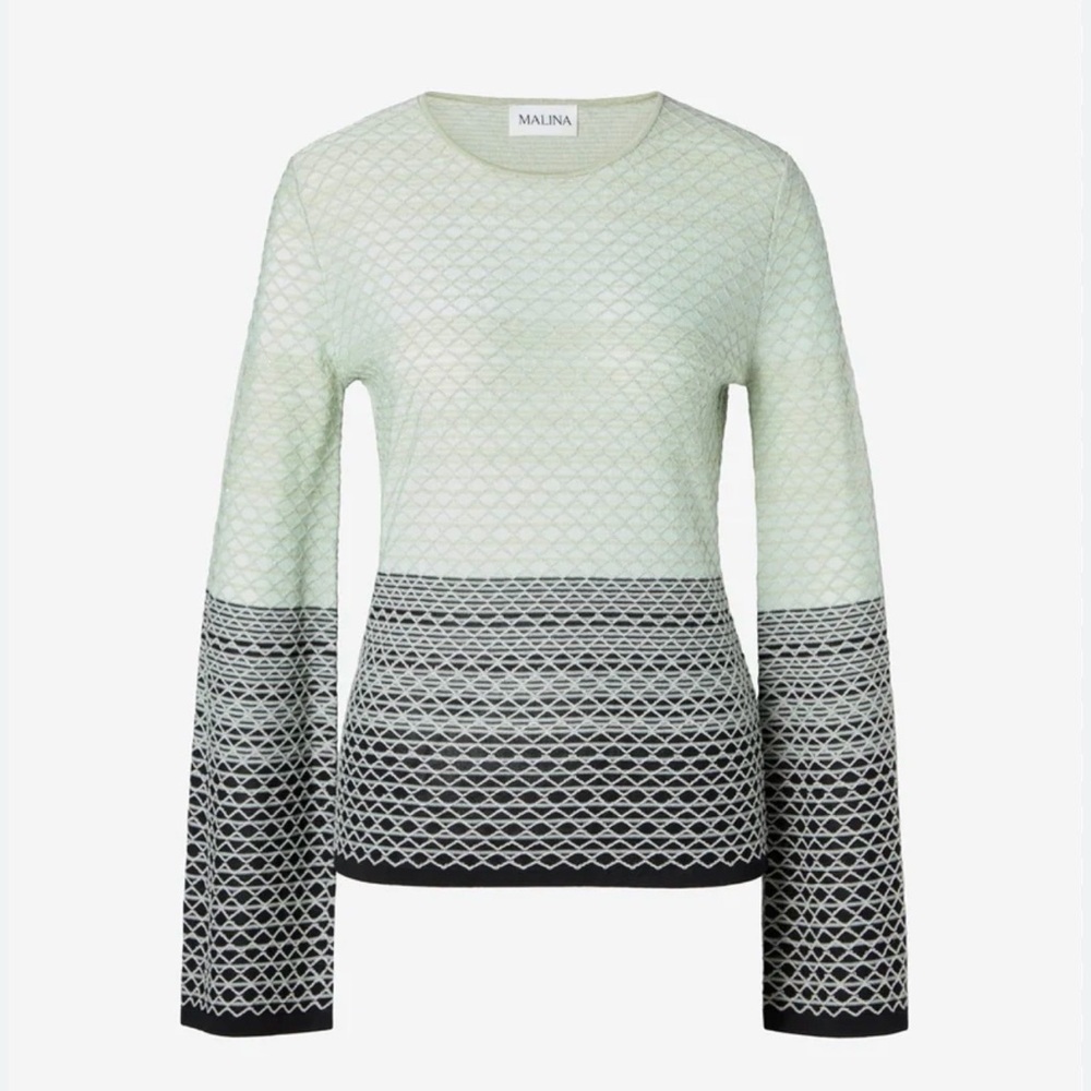 Malina Green and Black Patterned knit Sweater top size S